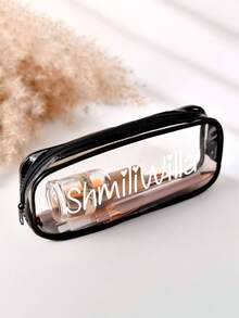 1/2pcs Customed Makeup Storage Bag With Name, Clear PVC Pencil Case, Travel Makeup Bag, Transparent Plastic Student Stationery Pouch With Large Capacity, Reusable And Washable, Travel Cosmetic Bag, Toiletry Travel Bag, Themed Beach Bag - Multicolor - View 4