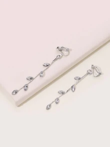 1 Pair Fashionable Personalized Leaf Tassel Long Ear Clips - Silver - View 7
