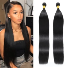 2 件直发束 直发接发 女士自然黑色柔软可染色 2 束 优质