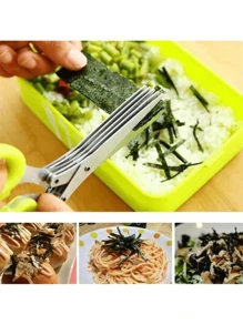 1 pièce Ciseaux de cuisine en acier inoxydable à 5 couches - idéal pour hacher les oignons, les légumes, les herbes et les épices - outil de cuisine indispensable