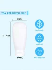 Set de 4 botellas de viaje, tamaño aprobado por TSA, botellas recargables anti-fugas portátiles para avión, esenciales para champú, loción, maquillaje, gel de ducha, para neceseres de viaje y de maquillaje, organizador de viaje para playa, vacaciones de verano, regreso a la escuela, suministros escolares, vacaciones, campamento, artículos esenciales de vacaciones, accesorios de mini perfume para mujer y hombre, accesorios de viaje, lo talla grande necesario para viajar, accesorios escolares, suministros de regreso a la escuela