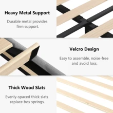 Twin/ Full/ Queen/ King Bed Frame, Upholstered Platform Bed Frame With Headboard, Solid Wood Slats, No Box Spring Needed, Noise-Free, Easy Assembly, White/ Grey/ Dark Grey/ Pink/ Blue - trắng - Xem 5