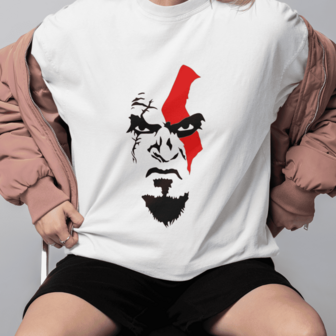 Kratos Camiseta unisex sublimada – God of War estilo minimalista