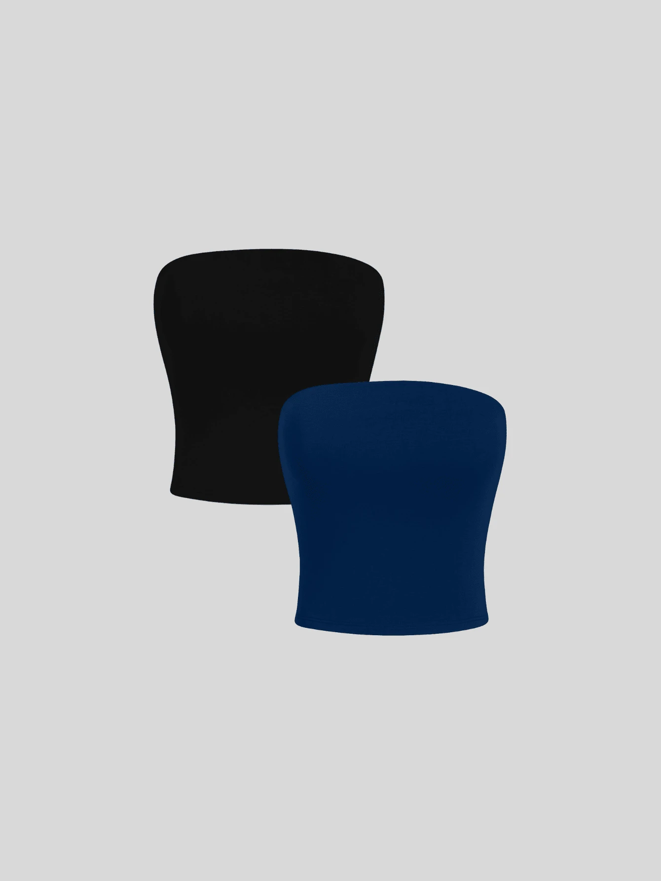2 Women's Strapless Top Without Underwire Basic Double Layer Of Shaping Suplex - Black and Navy Blue - View 1