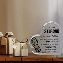 1 Stück hochwertige transparente Acryl-Druckplatte als Geschenk für Stiefväter - 10x10 cm Desktop-Plakette - Geschenk zum Vatertag - für Innen- und Außenbereich - Desktop-Dekoration ohne Stromversorgung benötigt