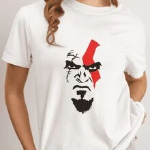 Kratos Camiseta unisex sublimada – God of War estilo minimalista