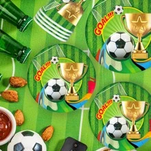10/20 szt. Zestaw dekoracji na imprezę piłkarską, motyw sportowy, zestaw imprezowy z motywem piłki nożnej, zestaw imprezowy z motywem piłki nożnej, w tym talerze imprezowe 7/9 cala, serwetki imprezowe, kubki imprezowe, odpowiednie na przyjęcie urodzinowe, spotkania domowe, piknik, dekoracje na przyjęcie urodzinowe, dekoracje na ceremonię zaręczyn, zestaw dekoracji na przyjęcie