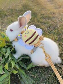 Einstellbare entkommen-sichere Kaninchen/Katzen/Hunde Leine Set, süßes Hasen Bienen Design, geeignet für Spazierengehen, Laufen, Wandern, Camping, Outdoor, Fotoshooting