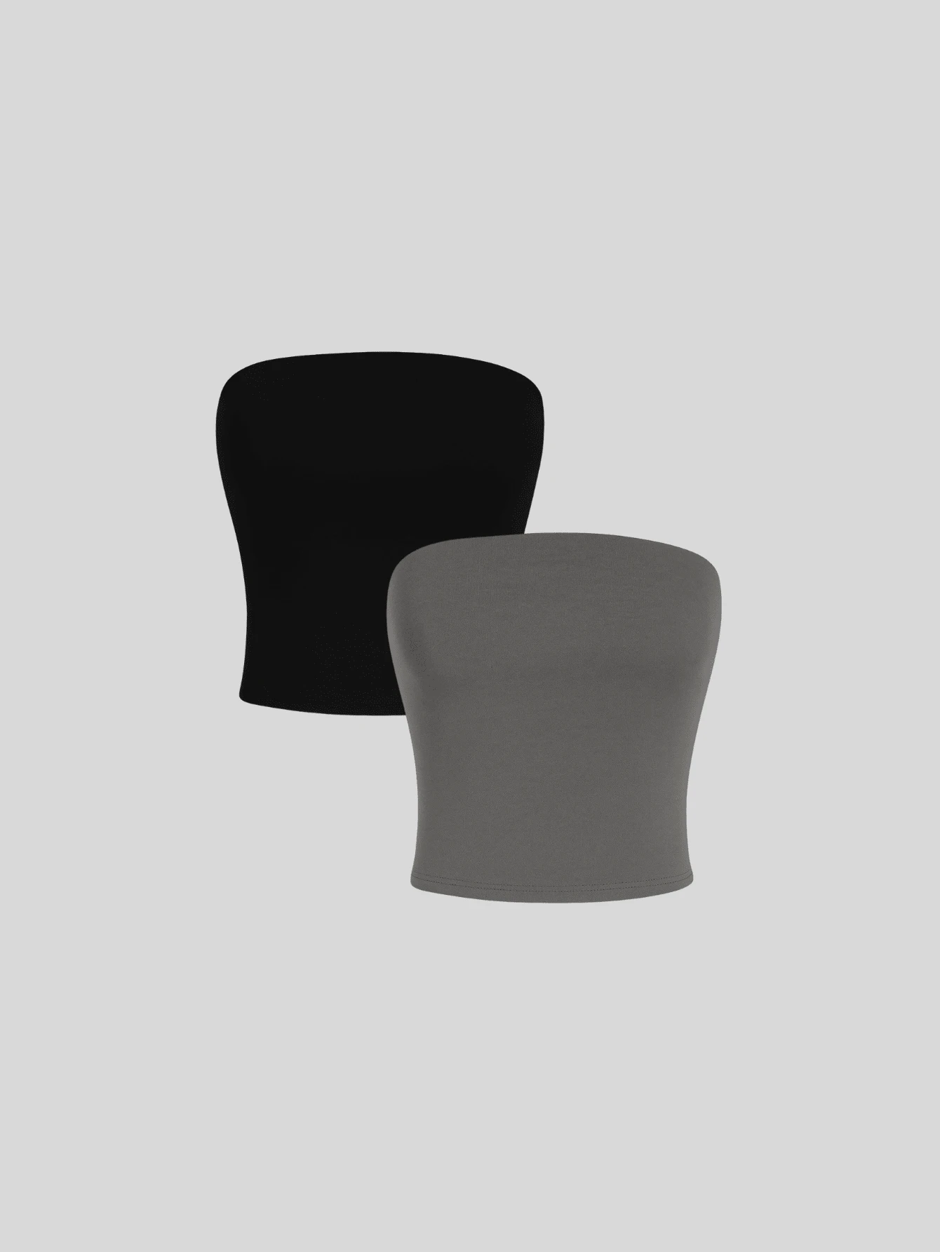 2 Women's Strapless Top Without Underwire Basic Double Layer Of Shaping Suplex - Black and Gray - View 1