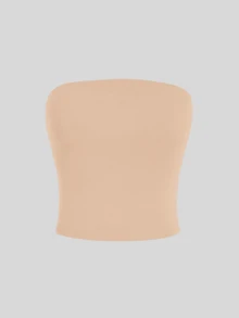2 Women's Strapless Top Without Underwire Basic Double Layer Of Shaping Suplex - White and Beige - View 3