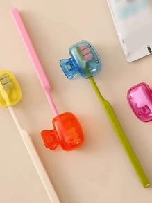 Set Traveling Toothbrush Head Cover, Plastic Toothbrush Protector Cap For Home, Travel, Camping, Bathroom, School, Business, Practical Travel Toothbrush Organizer And Storage Box, Women's Fashionable & Minimalist Toothbrush Holder And Travel Accessory Bathroom Accessories Back To School