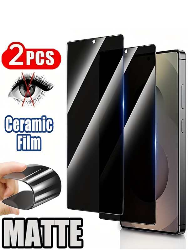 2 piezas Película protectora de pantalla antirreflejo y antifisgoneo - Protector de pantalla flexible con cobertura completa y mayor privacidad, compatible con iPhone 16 Pro Max/Galaxy S25 Ultra/Redmi y talla grande modelos. No es de vidrio, mejora la privacidad, superficie suave, fácil aplicación para pantallas de teléfono inteligente. Regalo para cumpleaños, familia, amigos, protector de pantalla de cristal templado, antiespía, accesorios para teléfono.
