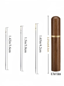 12pcs/15pcs Side Eye Large Eyed Sewing Needles, Easy Threading Suitable For Elderly, Wooden Round Storage Box, Rustproof Needles, Sewing Clothing DIY Tool