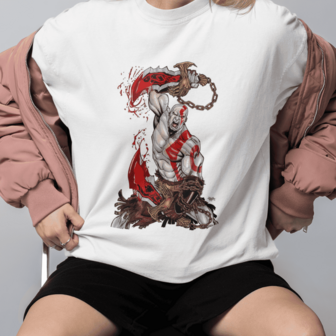Kratos God of War Playera unisex en combate