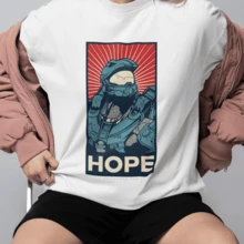 Camiseta unisex Master Chief Videojuego Gamers Diseño HOPE - Blanco - Ver 2