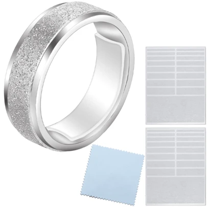 Ring Adjuster Set - Ring Sizer, Cleaning Cloth, Invisible Resizer, Suitable For Loose Rings - Fit For Wide Rings. (Better To Use Adhesive Separately, Otherwise It's Easy To Fall Off)