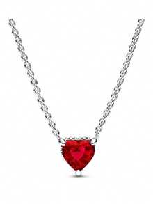 1pc Red Heart-Shaped Cubic Zirconia Pendant Necklace, Suitable For Women, Exquisite Jewelry, Valentine's Day Gift - Red Heart Necklace - View 3