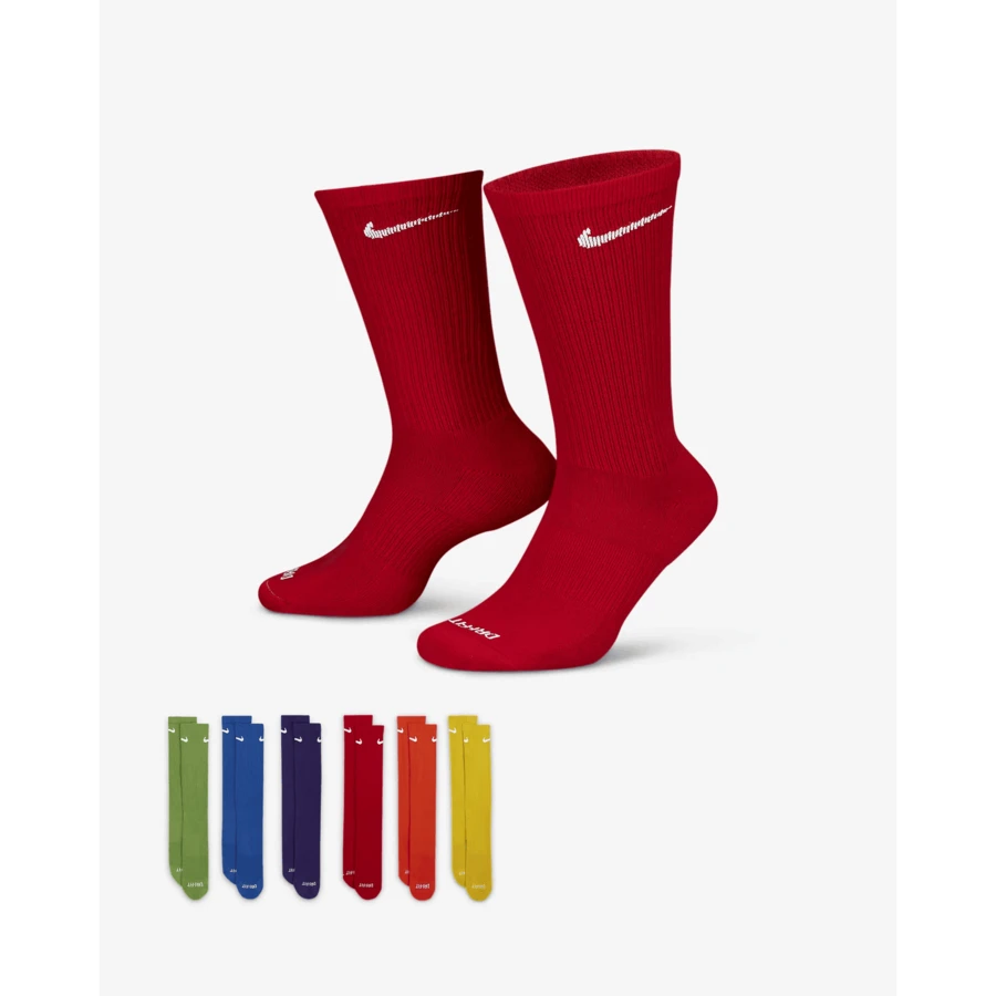 Everyday Plus Cushioned Training Crew Socks (6 Pack) - Men's Dri-Fit EverydayPlus Cushioned | Cotton - Rainbow - View 1