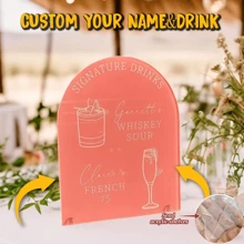 1 Stück personalisiertes Getränk-Schild, individuelles Hochzeitsschild für Signature-Drinks, personalisiertes Barschild, Unterschriften-Cocktails für Ihn und Sie, individuelles Acryl-Hochzeitsschild, personalisierte Hochzeitsdekoration für Hochzeit, Brautjungfern-Party, Junggesellinnenabschied, Feiertags-Dekoration, multifunktional, langanhaltend, dekorativ, wiederverwendbar, exquisit, stilistisch, hochwertig, farbig, modern, individuell, personalisiert, einzigartig, Heimdekoration