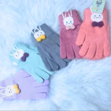 Warm Winter Gloves For Kids Ages 12-14 Soft With Plush Animal - 灰色 - 查看 3