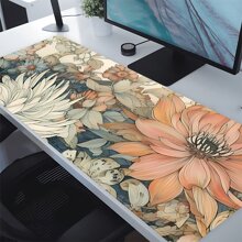 1pc Vintage Flowers Mouse Pad Boho Design Aesthetic Desk Pad Large Desk Accessories Rubber Base With Stitched Edge Non-Slip Keyboard Pad For Office Home Computer As Gifts For Men Women Friends