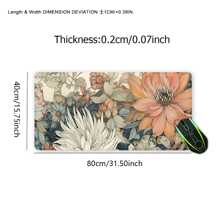 1pc Vintage Flowers Mouse Pad Boho Design Aesthetic Desk Pad Large Desk Accessories Rubber Base With Stitched Edge Non-Slip Keyboard Pad For Office Home Computer As Gifts For Men Women Friends