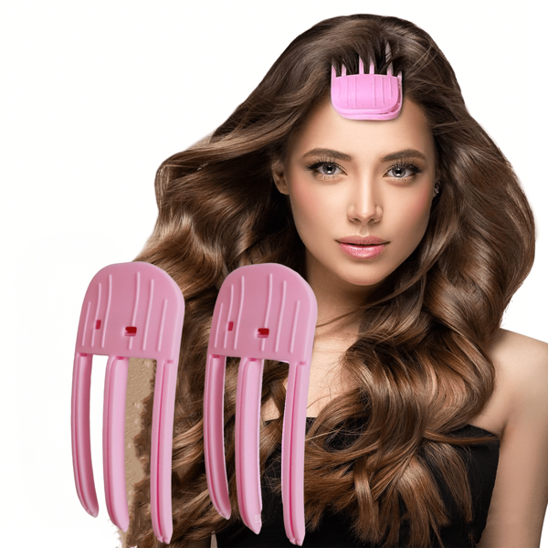 1 pieza Peine rosa de 3 dientes para dar forma al cabello y volumen, clips para elevar el cabello de la corona de forma natural y conseguir un aspecto voluminoso, herramienta de clips para el cabello que no deja rastro para mujeres