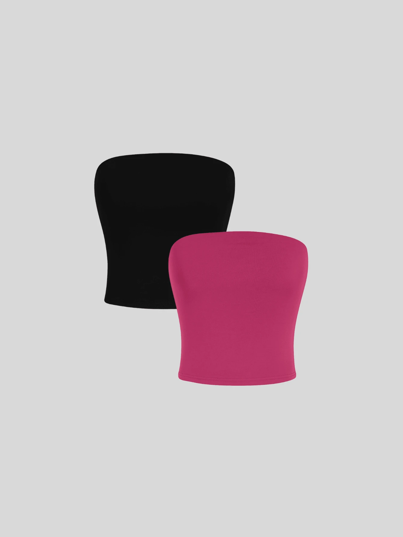 2 Women's Strapless Top Without Underwire Basic Double Layer Of Shaping Suplex - Black and Pink - View 1