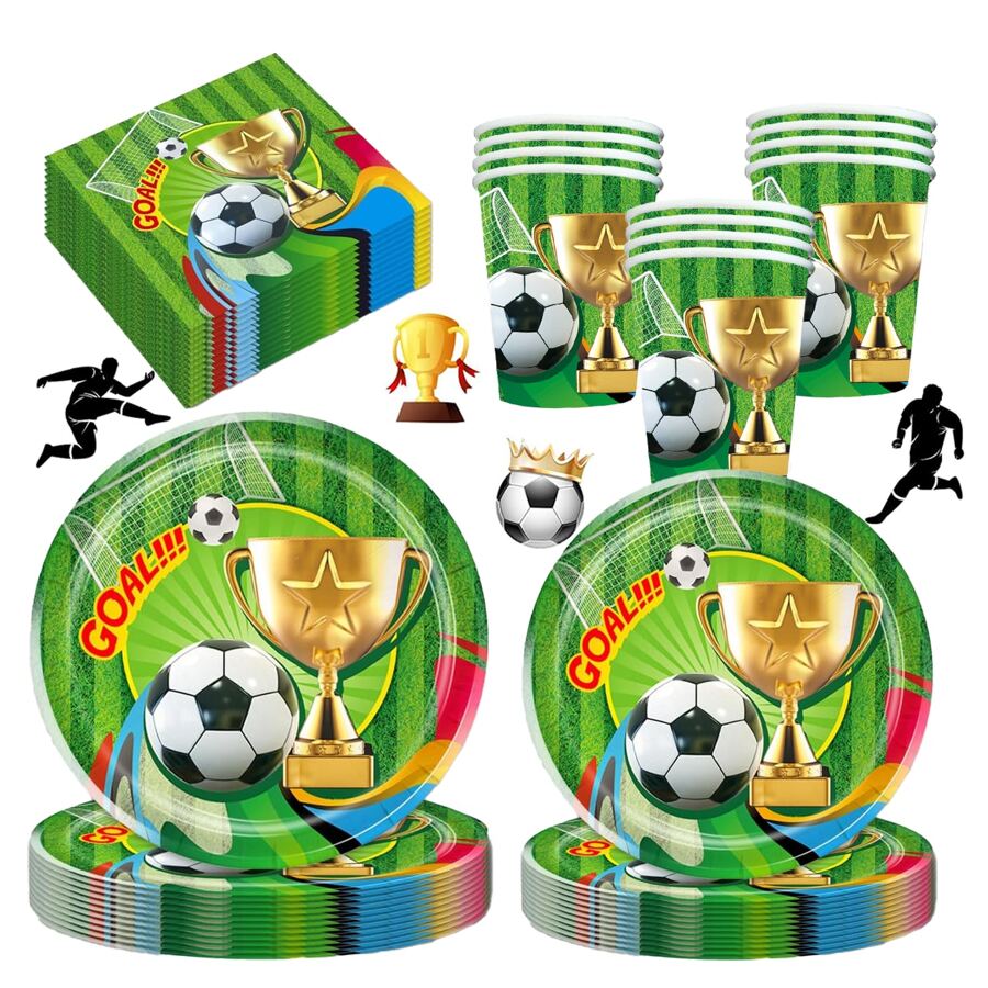 10/20 szt. Zestaw dekoracji na imprezę piłkarską, motyw sportowy, zestaw imprezowy z motywem piłki nożnej, zestaw imprezowy z motywem piłki nożnej, w tym talerze imprezowe 7/9 cala, serwetki imprezowe, kubki imprezowe, odpowiednie na przyjęcie urodzinowe, spotkania domowe, piknik, dekoracje na przyjęcie urodzinowe, dekoracje na ceremonię zaręczyn, zestaw dekoracji na przyjęcie
