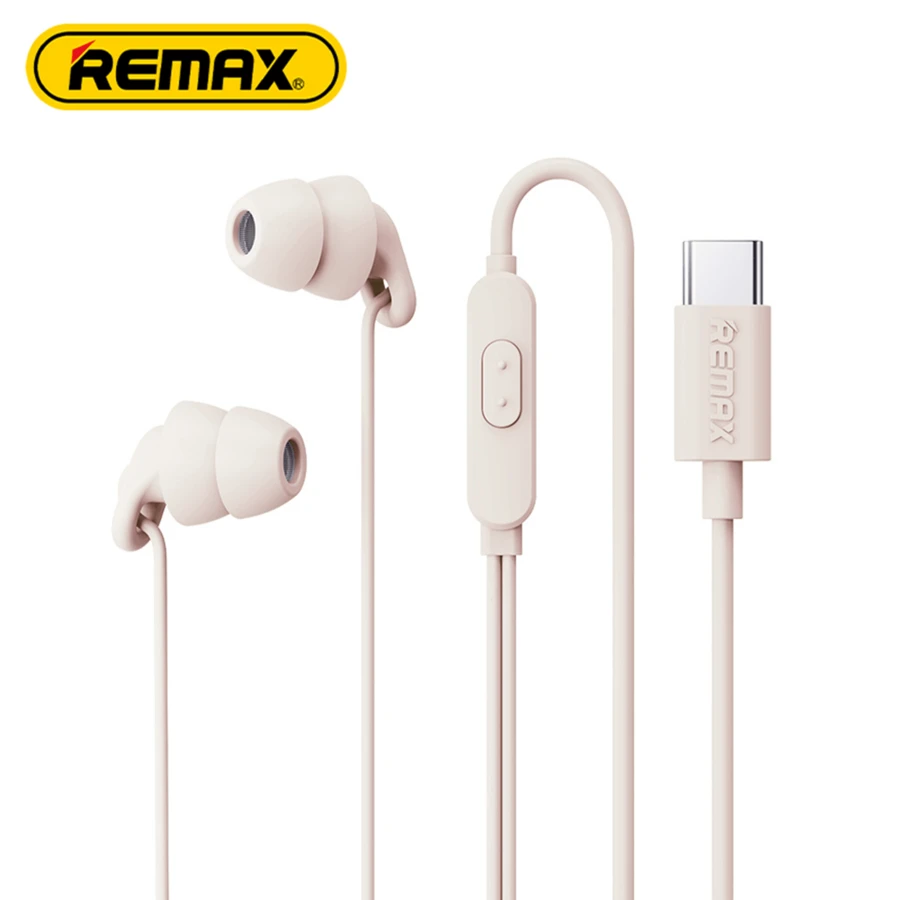 Remax 1.2M Type-C Wired In-Ear Headphones,HiFi Dynamic Mic, Integrated Silicone Material, Soundproof Ear Caps, Noise Reduction And Bass Boost - 粉色 - 查看 1