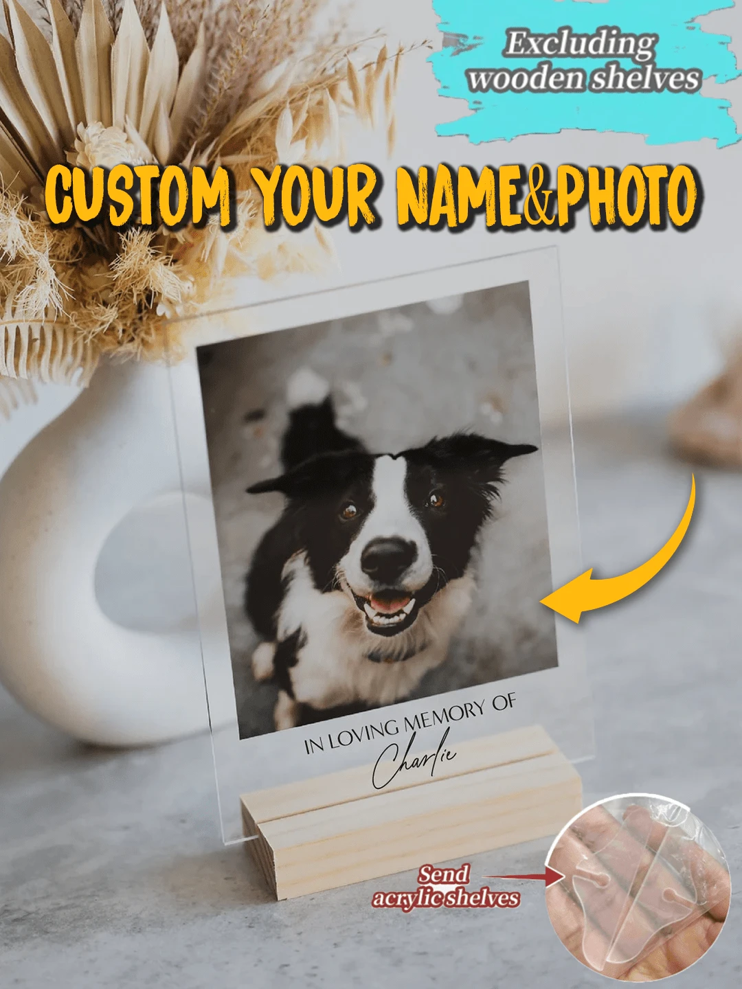 1pc Custom In Loving Memory Pet Sign Acrylic Plaque, Standing Acrylic Photo Gift, Personalized Memorial Gift For Loss Of Pet, Bereavement Gift For Loss Of Pet Decor Gifts