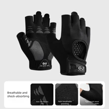 AD 1 Pair Women's Fingerless Workout, Fitness, Cycling, Motorcycle Riding Gloves, Anti-Slip Cushioned Design For Gym, Dumbbell, Yoga Training