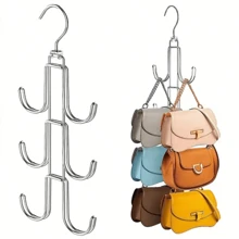 1pc 360 Degree Rotatable Metal Purse Hanger Organizer For Closet - Keep Purses Visible And In Good Condition