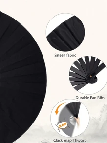 1pc Hand Fans Foldable , Vintage Retro Fabric Fans, Rave Fan - Large Folding Fan, Chinese Kung Fu Tai Chi Festival Dance Summer Hand Fan Tai Chi Folding Fan For Men And Women Performance Dance Decoration, Festival Summer Gift
