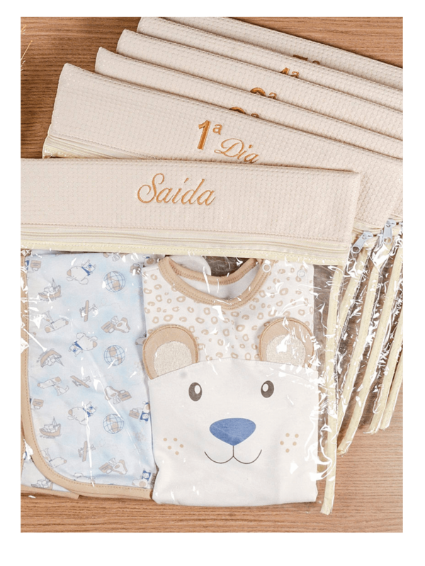 Kit Saquinho Maternidade Trançadinho Luxo  4 Peças Menina Menino