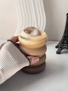 1 pieza Taza con diseño circular de 350ml, taza de vidrio borosilicato con diseño en espiral, taza para té con leche, taza de vidrio corrugada con pajita, taza de agua, taza de café moderna de vidrio, adecuada para uso doméstico y oficina. Taza de vidrio borosilicato, taza de bebida fría estilo nórdico para té con leche, jugo o cerveza, apta para uso doméstico, oficina y uso diario, multiusos, sin olor.