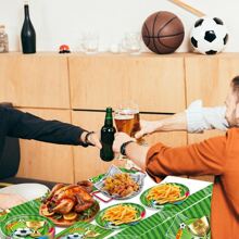 10/20 szt. Zestaw dekoracji na imprezę piłkarską, motyw sportowy, zestaw imprezowy z motywem piłki nożnej, zestaw imprezowy z motywem piłki nożnej, w tym talerze imprezowe 7/9 cala, serwetki imprezowe, kubki imprezowe, odpowiednie na przyjęcie urodzinowe, spotkania domowe, piknik, dekoracje na przyjęcie urodzinowe, dekoracje na ceremonię zaręczyn, zestaw dekoracji na przyjęcie