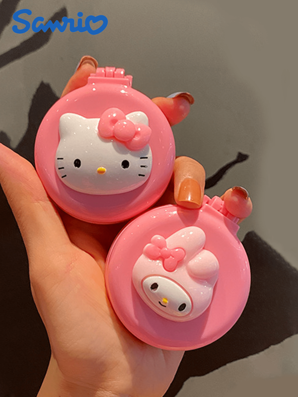 Sanrio 1pc/3pcHello Kitty Cosmetic Mirror Comb Y2K Pattern Hair Comb With Cosmetic Mirror Travel Essentials Portable Massage Comb With Mirror, Daily Gift For Girlfriends, Sisters And Mothers Random Style.