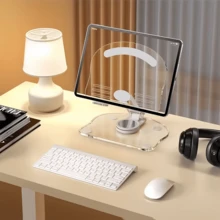平板电脑桌面支架适用于 iPad Air 4 5 Pro 11 12.9 迷你 6 小米平板透明亚克力桌面手机支架适用于 S9 - 白色 - 查看 3