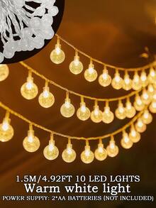 LED Crystal Ball String Lights Outdoor [Warm White/ Multicolor] - Shatterproof Bubble Moon & Star Lights, Timer & Copper Wire For Bedroom Wall Decor, Christmas Tree, Garden Wedding,Patio, Birthday Party (Battery/USB Powered), Festival Decoration, 1.5/3/6M - Multicolor - View 10