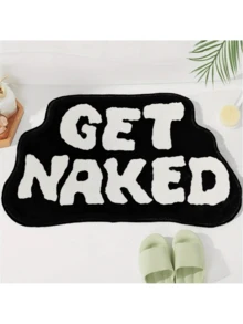 1pc Bathroom Asymmetrical Shape Absorbent Non-Slip Mat, English Letter Faux Wool Front Door Mat, High Density Flocked Replacement Mat, Kitchen Anti-Dirty Absorbent Carpet Christmas Decor Kitchen Rug