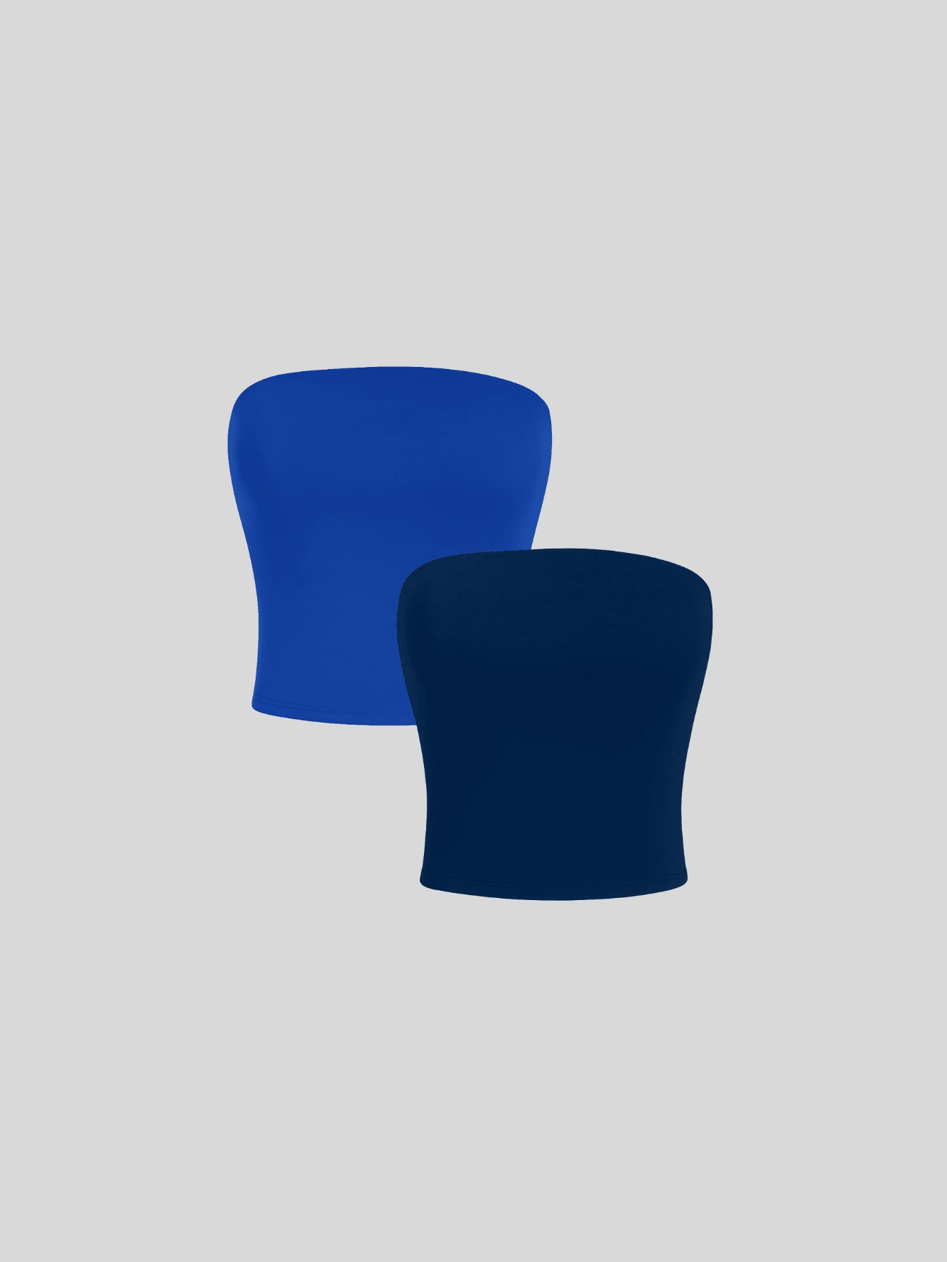 2 Women's Strapless Top Without Underwire Basic Double Layer Of Shaping Suplex - Royal Blue and Navy Blue - View 1