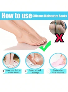 2pcs Silicone Moisturizing Foot Socks For Dry Cracked Feet Foot Care Socks Massage Moisturizing Gel Socks Pedicure Socks Tool,Gift