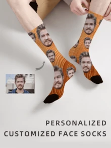 1 Pair Custom Face Socks, Custom Photo Sock, Custom Printed Socks, Personalized Funny Face Socks, Custom Picture Socks, Put Any Face On The Socks, Anniversary Gift, Valentine Gift, Birthday Gift, Wedding Gift, Mother's Day Gift, Father's Day Gift, Best Friend Gift, Gift For Mom/Dad, Gift For Girlfriend/Boyfriend, Gift For Her/Him - Multicolor - View 1