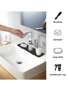 1 pieza de rejilla de drenaje de silicona, cubierta a prueba de salpicaduras para el fregadero, dispositivo a prueba de salpicaduras de silicona para detrás de grifos de cocina y baño, soporte para esponjas del fregadero, cubierta a prueba de salpicaduras y almohadilla de drenaje ordenada - Multicolor - Ver 6