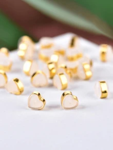 10pcs Heart Shaped Earring Cap, Gold Silicone Anti-Slip Earring Plug For DIY - DIY - View 5