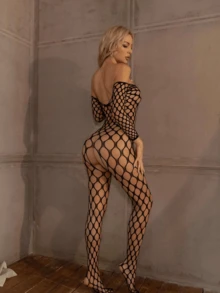 性感透明情趣内衣性感开裆连体衣情趣服装黑色全身丝袜 - 黑色 - 查看 5