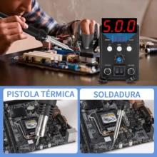 Estación De Soldadura 2 En 1, Pantalla Lcd Digital, Pistola De Calor Y Cautín, Aire Caliente Para Soldar, Desoldar Y Reparar - Tipo de Enchufe B USA (110-127V) - Ver 2