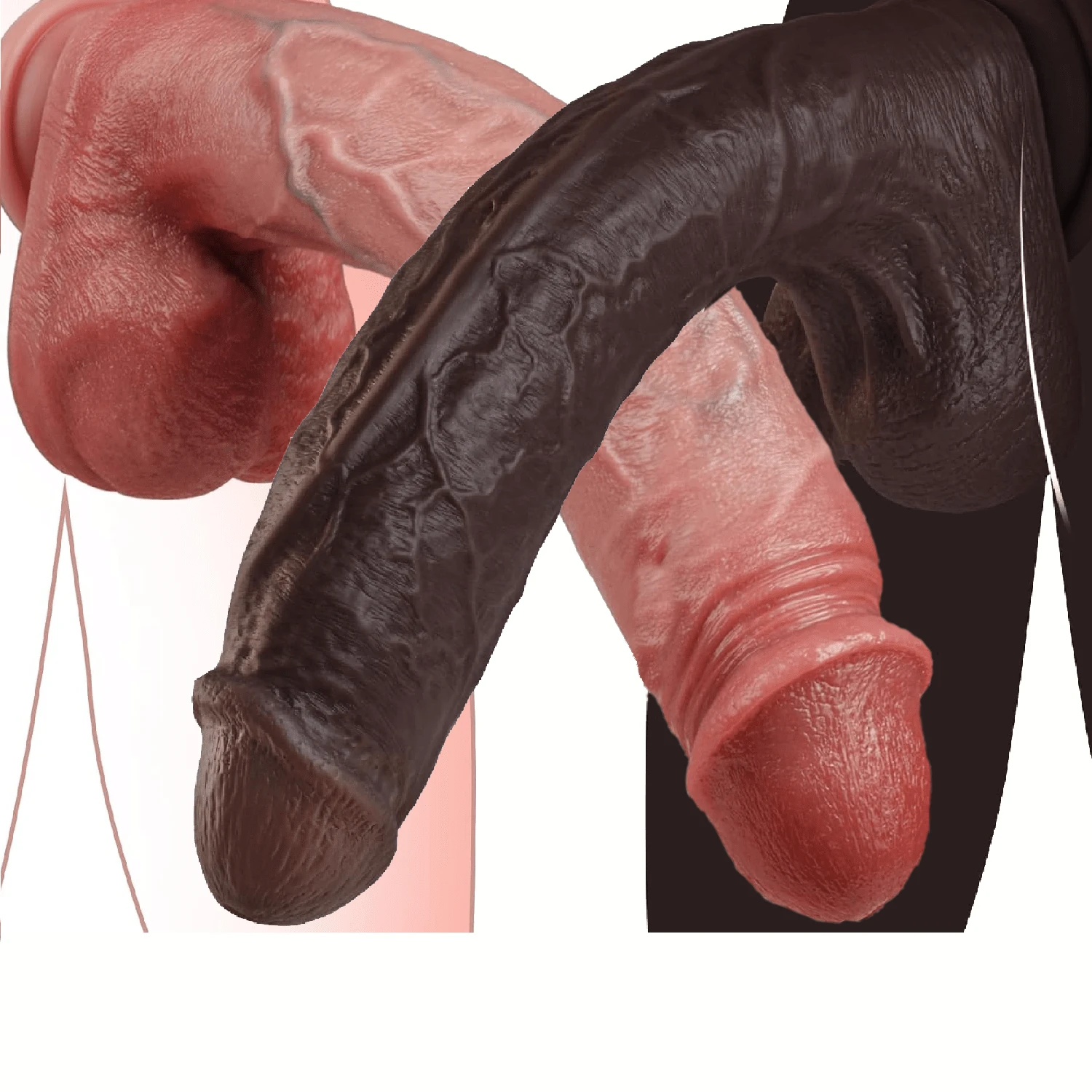 Opciones de 2 colores Realista Dildo grande, Dildo grande y grueso con textura similar a la piel y ventosa fuerte para uso manos libres, Dildo de silicona realista para estimulación vaginal y anal del sexo adulto