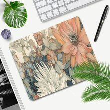 1pc Vintage Flowers Mouse Pad Boho Design Aesthetic Desk Pad Large Desk Accessories Rubber Base With Stitched Edge Non-Slip Keyboard Pad For Office Home Computer As Gifts For Men Women Friends